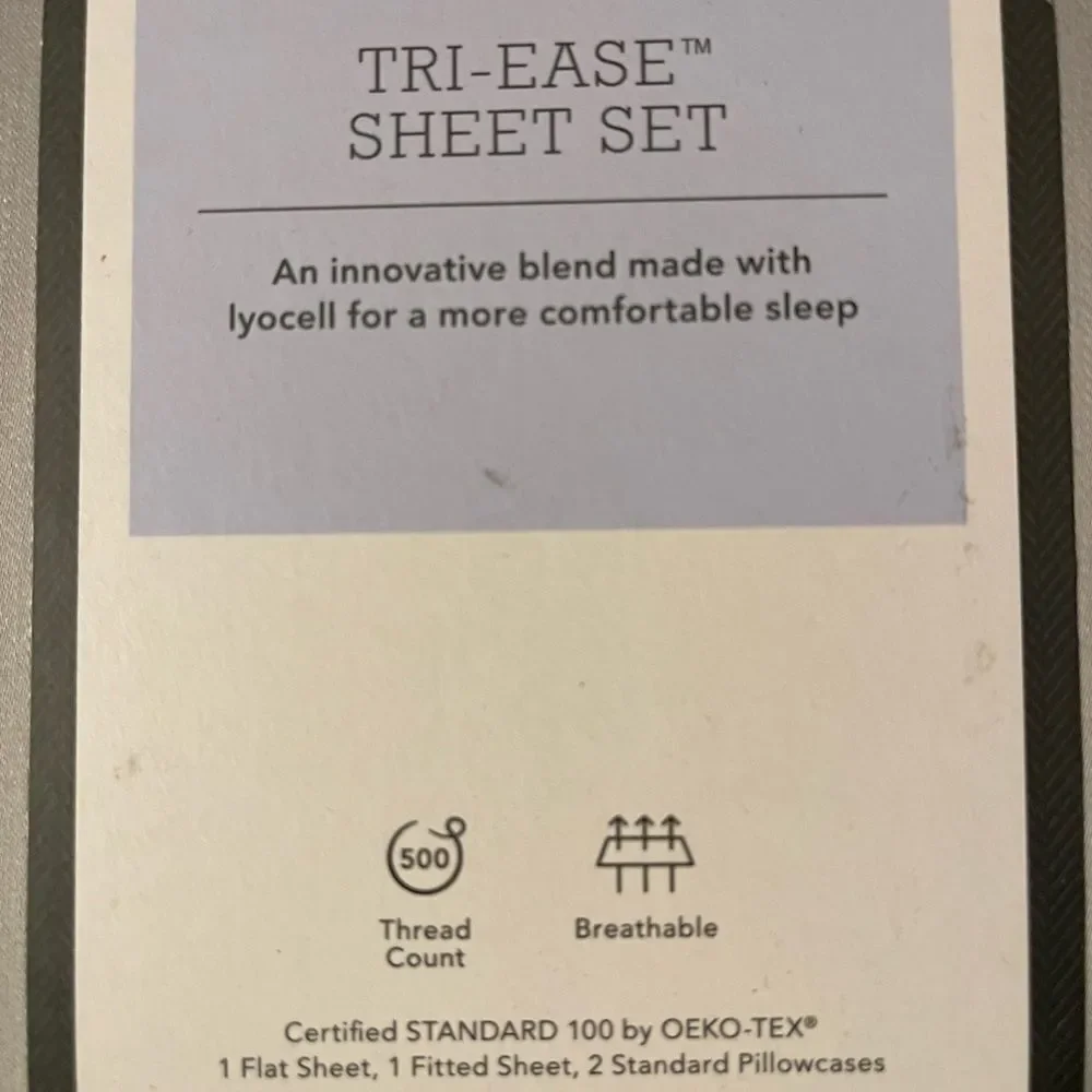 New Threshold Full 500 Thread Count Tri-Ease Solid Sheet Set Light Gray